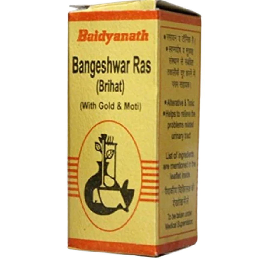 Baidyanath Bangeshwar Ras Brihat with Gold and Pearl, 10 Tablets-1.webp
